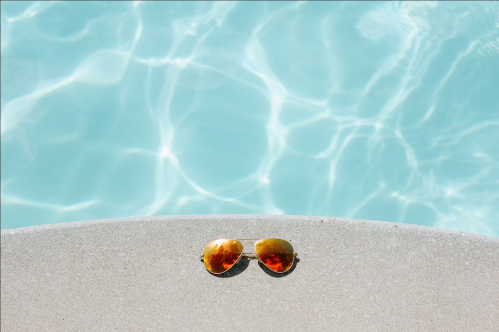 Sunglasses near water